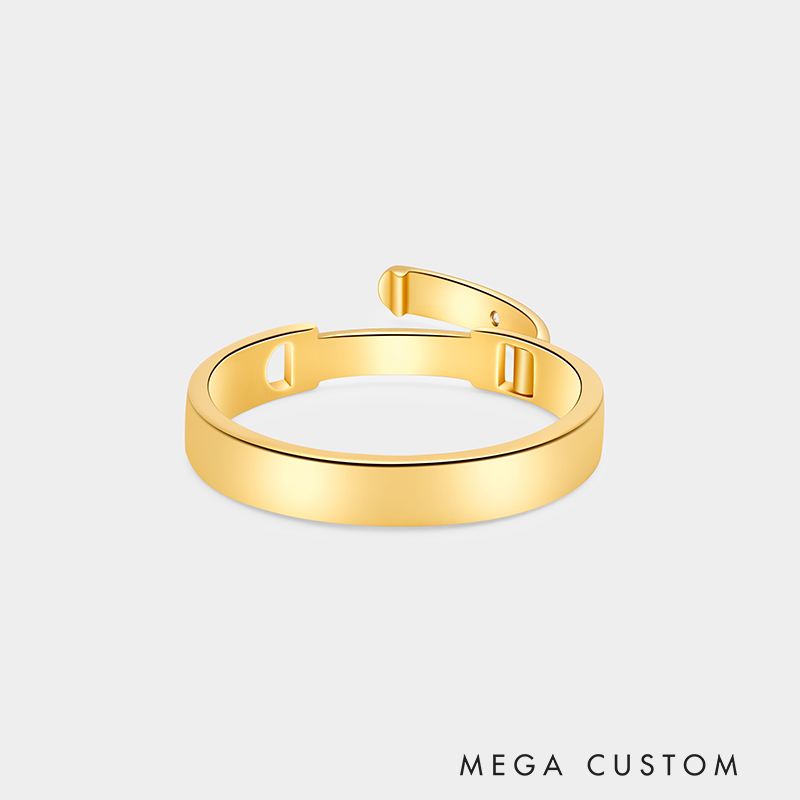 Personalized Sterling Silver Hinged Couple Rings with Inside Custom Engraving