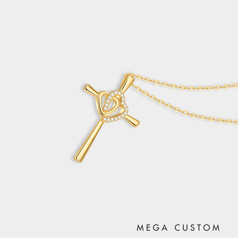 Personalized Sterling Silver Interlocking Hearts Cross Memorial Name Engraved Necklace