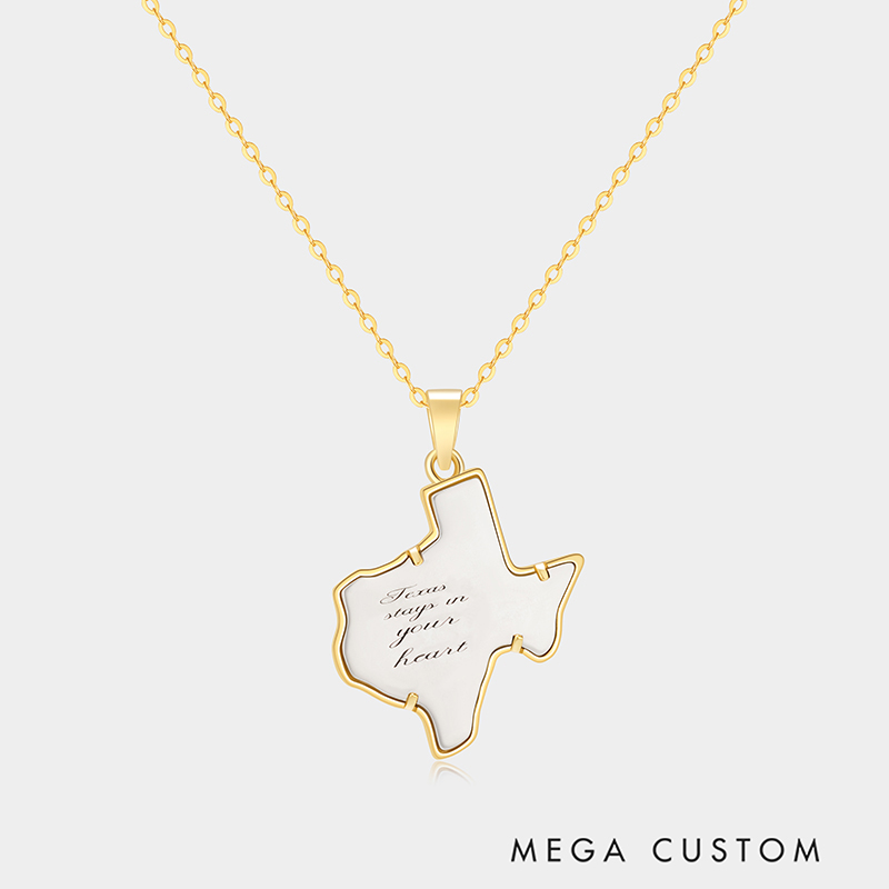 Personalized Sterling Silver Custom Home State Outline Name and Birthstone Necklace