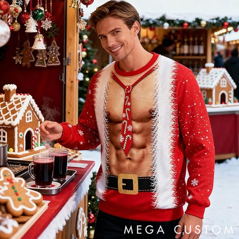 Personalized Muscle Family Ugly Christmas Sweater, Matching Family Sweater, Funny Xmas Gift