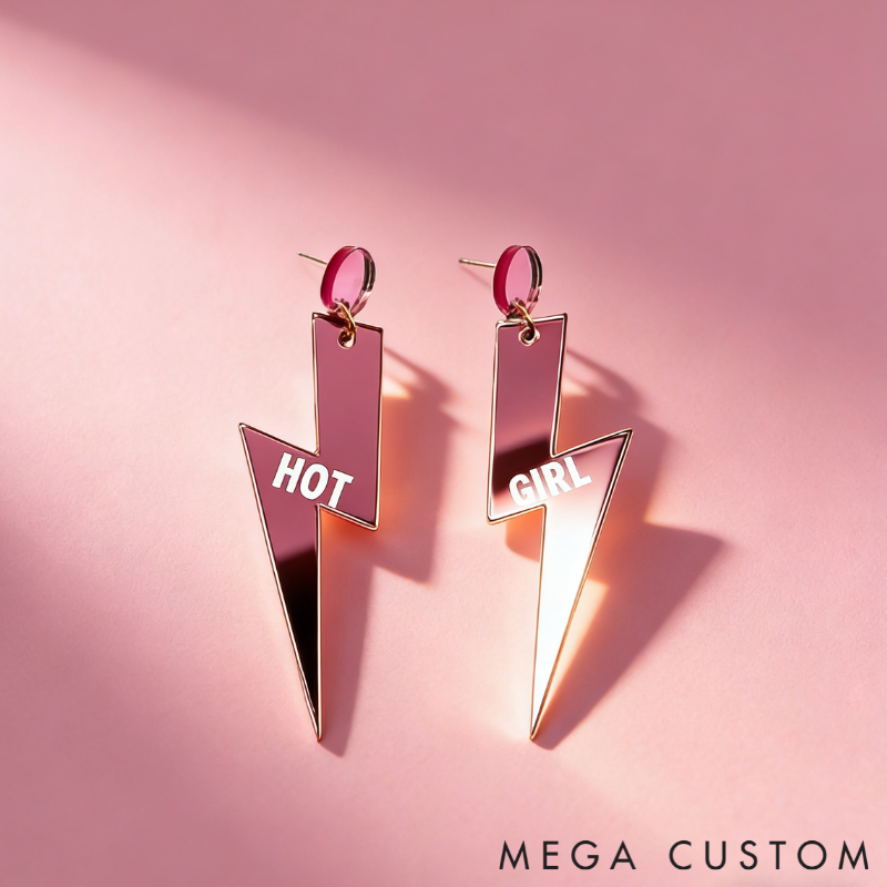 Personalized Multi-Color Lightning Bolt Earrings Edgy Statement Gift for Fashion Girls