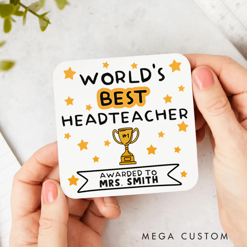 Personalized Coasters for Teachers World`s Best Headteacher Appreciation Gift for Teachers