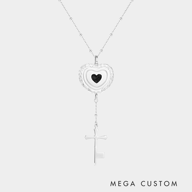 Personalized Brass Round Photo Prayer Bead Necklace Jewelry Gift for Her