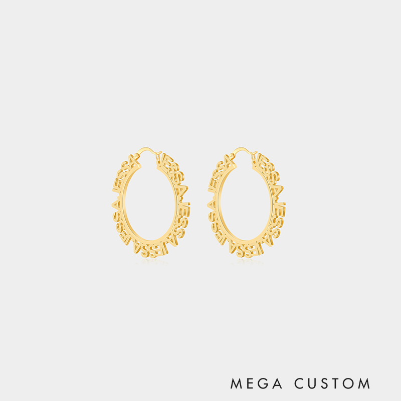 Personalized Custom Engraved Name Wrapped Large Hoop Earrings