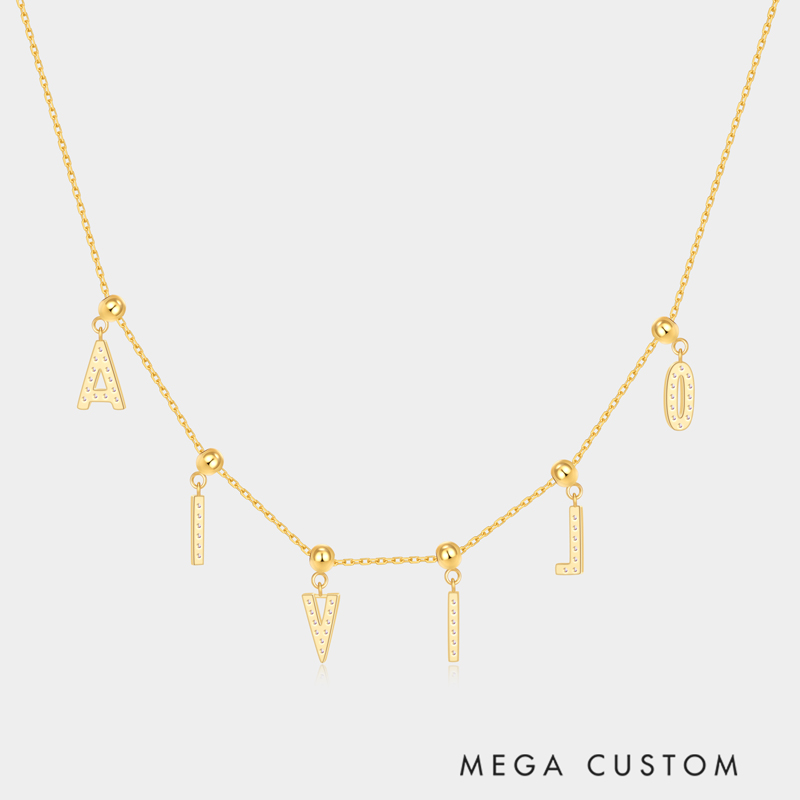 Personalized Sterling Silver Elegant Custom Name Letter Necklace