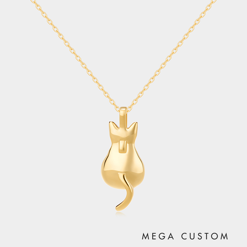 Personalized Sterling Silver Cat Silhouette Necklace with Custom Name Engraving Ideal Gifts for Women for Valentine's Day and Birthday