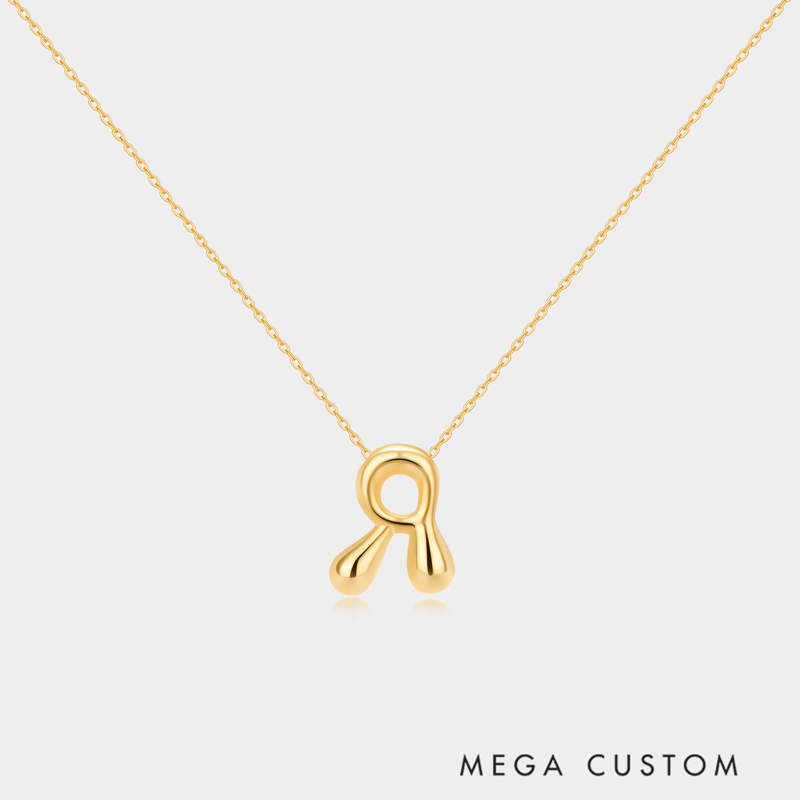 Personalized Sterling Silver Liquid Streamline Letter Necklace Custom Letter with Teardrop Rhinestone Accent Ideal Gifts for Her Valentine's Day Birthday