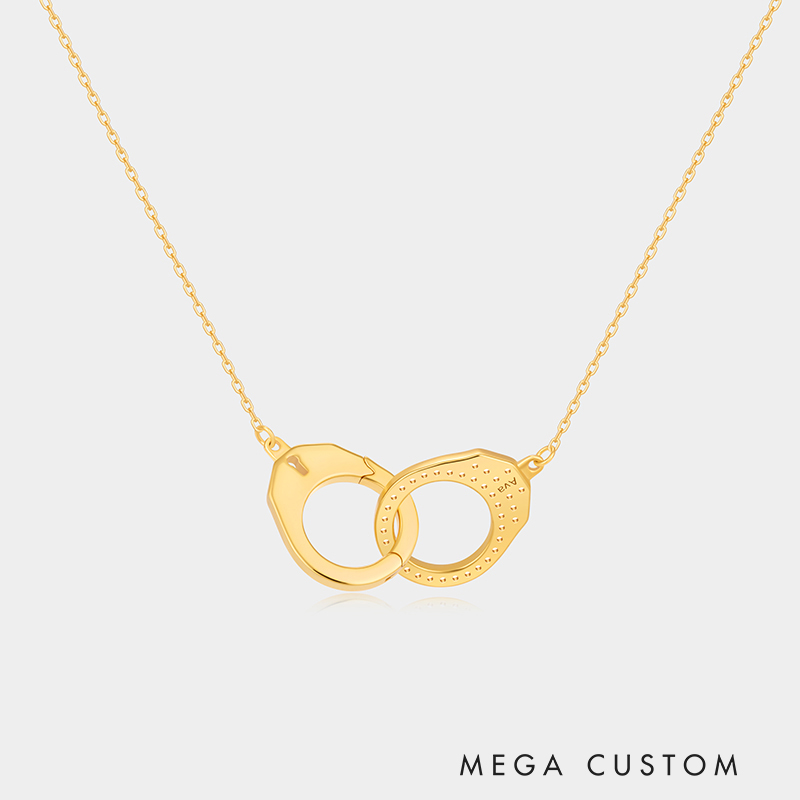 Personalized Sterling Silver Couple Handcuff Necklace with Custom Engraving Ideal Gifts for Couples Perfect for Valentine's Day Anniversary