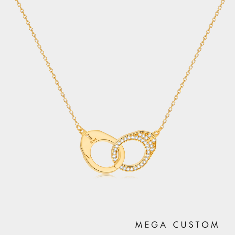 Personalized Sterling Silver Couple Handcuff Necklace with Custom Engraving Ideal Gifts for Couples Perfect for Valentine's Day Anniversary