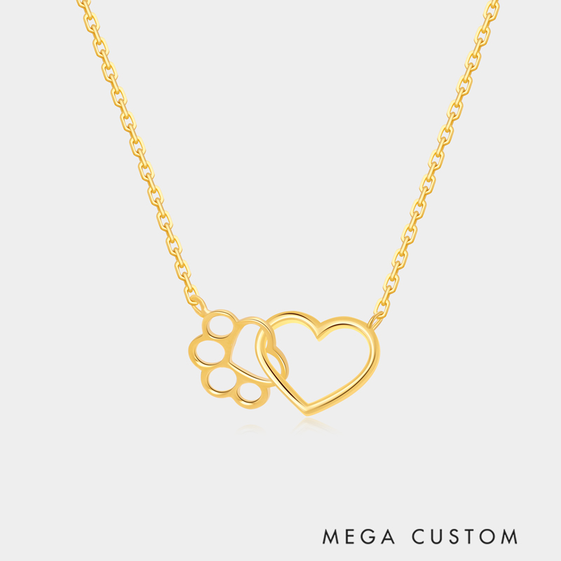 Personalized Heart-shaped Paw Bracelet A Gift for Your Beloved 925 Sterling Silver Necklace