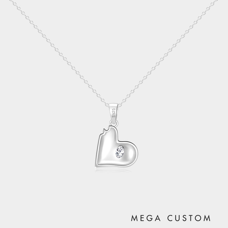 Personalized Sterling Silver 3D LOVE Heart Pendant Necklace with Custom Birthstone Accent Ideal Gifts for Her Valentine's Day Anniversary