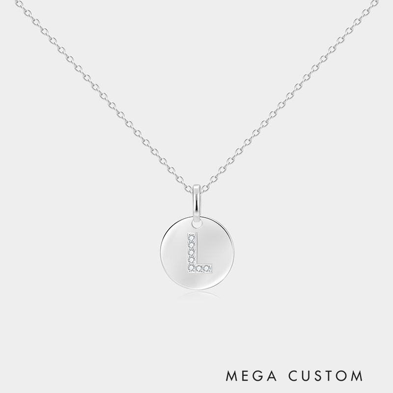 Personalized Sterling Silver Coin Pendant Necklace with Double-Sided Custom Letter Engraving Ideal Gifts for Her Valentine's Day Birthday