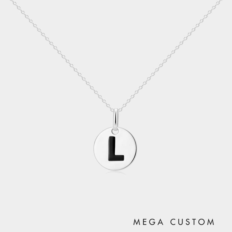 Personalized Sterling Silver Coin Pendant Necklace with Double-Sided Custom Letter Engraving Ideal Gifts for Her Valentine's Day Birthday