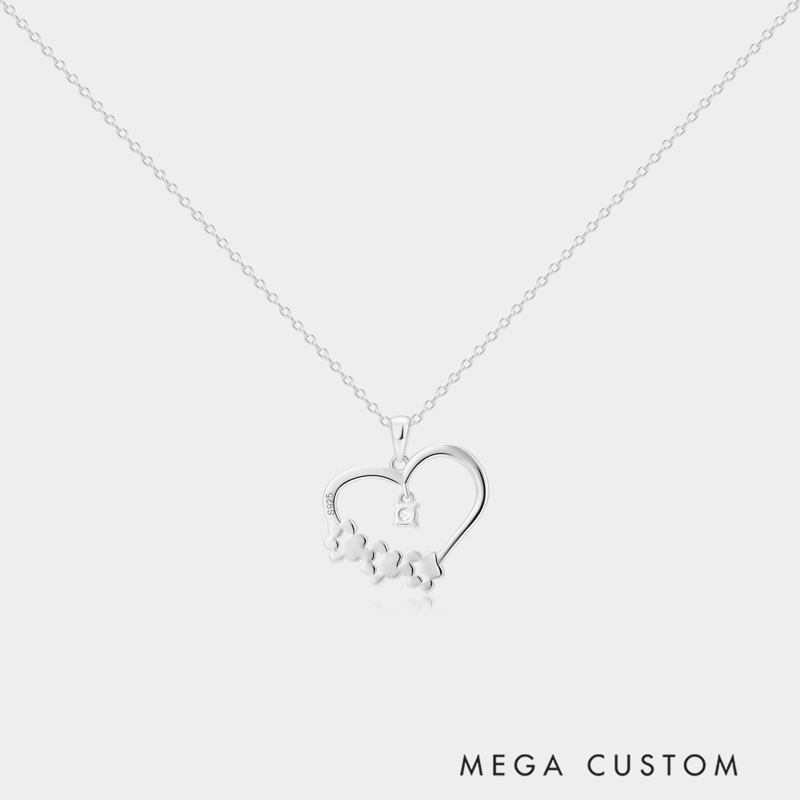Personalized Sterling Silver Claw Print Interlocked Heart Pendant Necklace with Custom Birthstone Accent Perfect Gifts for Pet Lovers