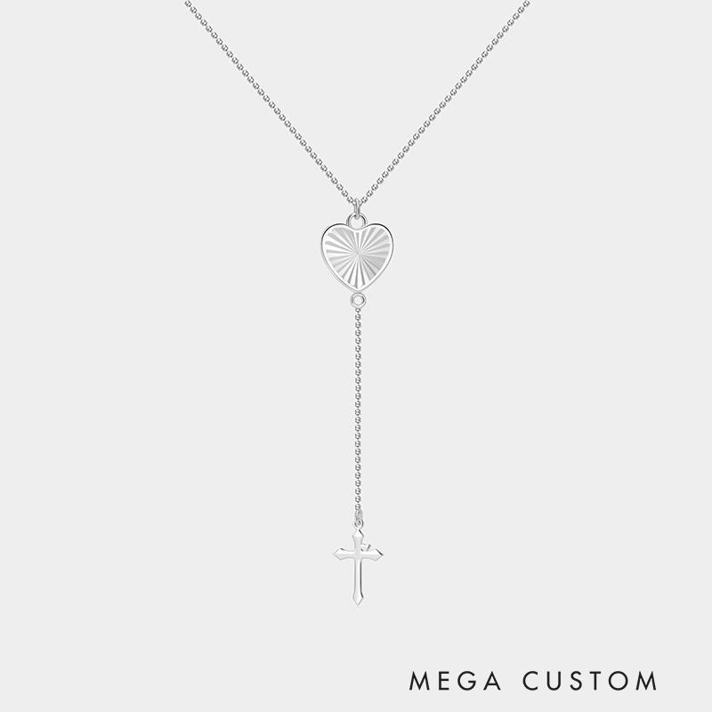 Personalized Sterling Silver Heart-Shaped Prayer Bead Necklace with Custom Photo Option Meaningful Gifts for Women Valentine's Day Mother's Day