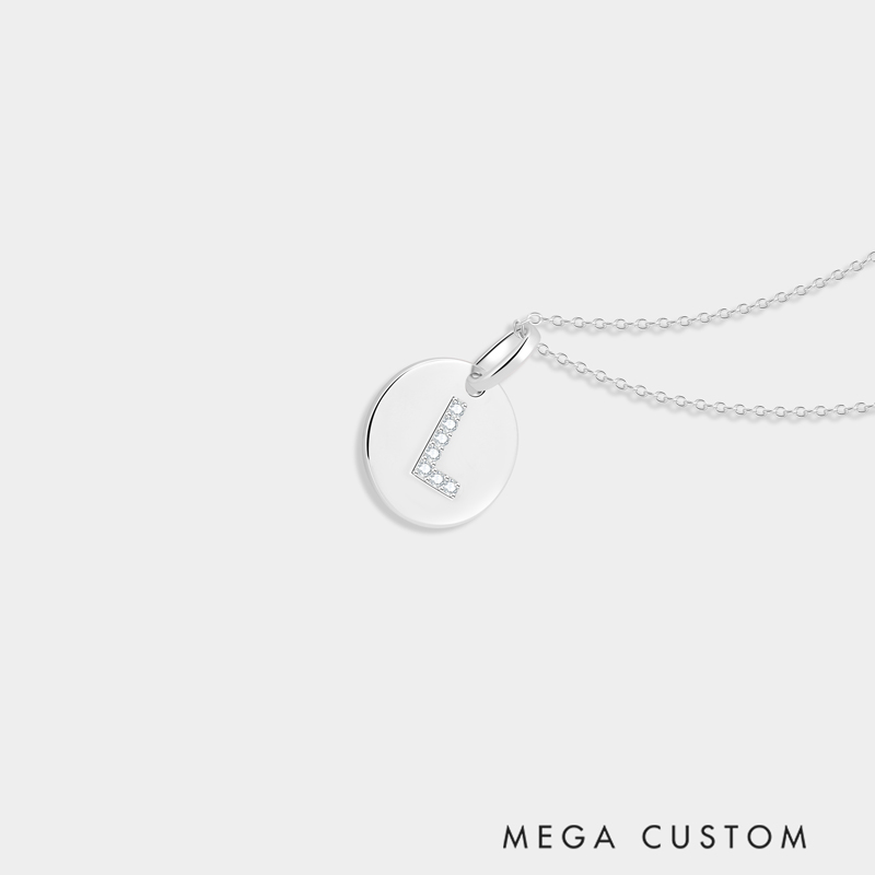 Personalized Sterling Silver Coin Pendant Necklace with Double-Sided Custom Letter Engraving Ideal Gifts for Her Valentine's Day Birthday