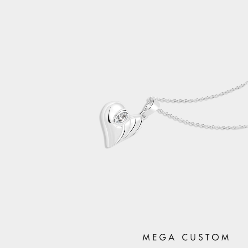 Personalized Sterling Silver 3D LOVE Heart Pendant Necklace with Custom Birthstone Accent Ideal Gifts for Her Valentine's Day Anniversary