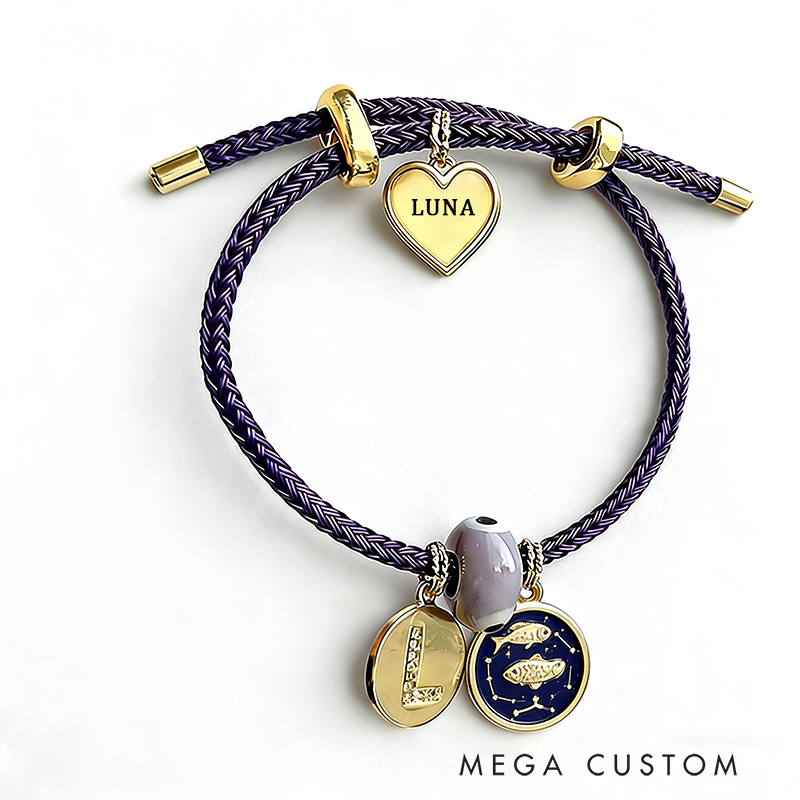Personalized Zodiac Initials Couple Bracelet Engraved Constellation Charm Gift for Lovers Romantic Connection