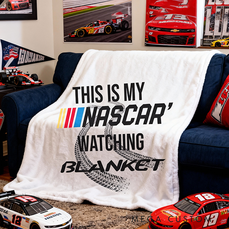 Personalized Racing Blanket Custom Name Nascar Blanket Gift for Racers and Racing Lovers