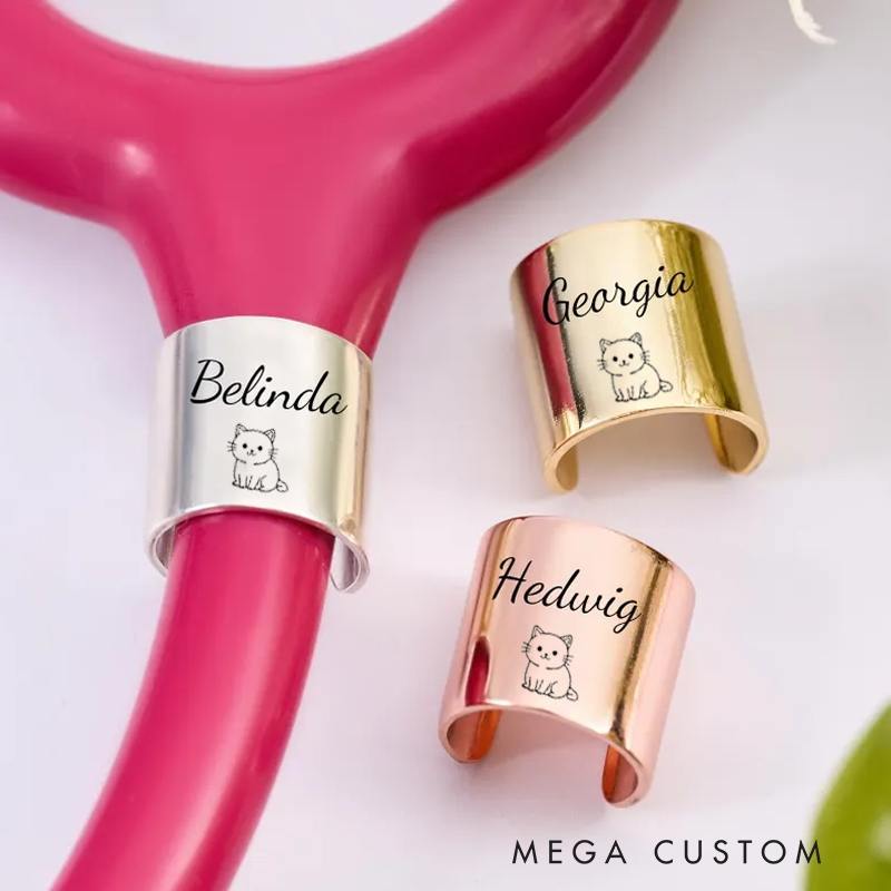 Personalized Engraved Stethoscope Tag with Name Nurse Gifts Cute Cat Stethoscope Id Tags Unique Gifts for Medical Professionals