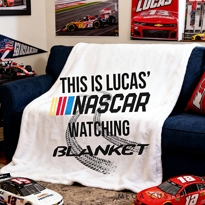 Personalized Racing Blanket Custom Name Nascar Blanket Gift for Racers and Racing Lovers