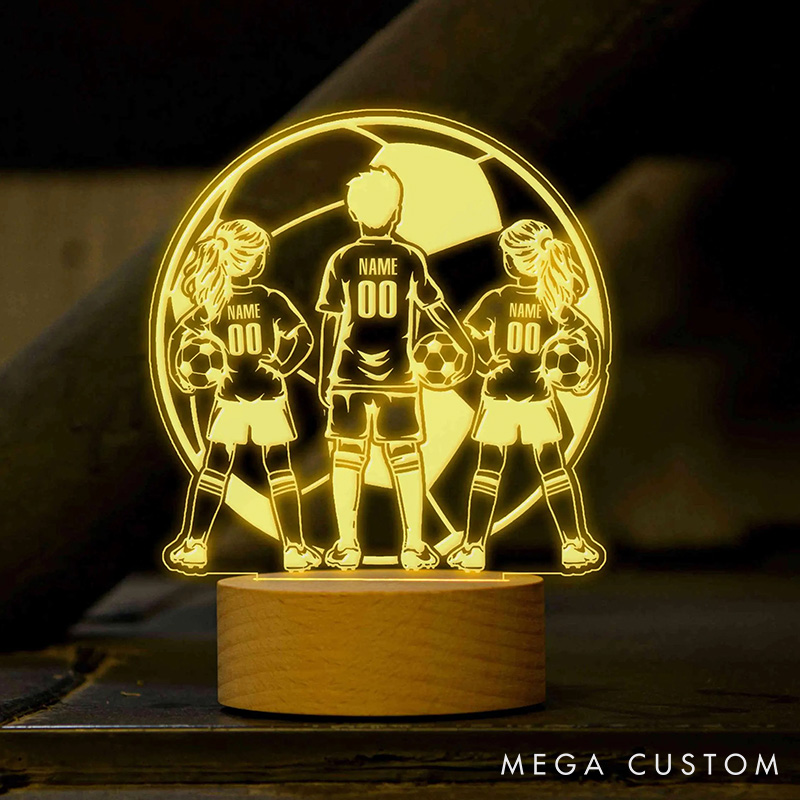 [Copy]Personalized Soccer LED Night Light with Custom Names and Player Numbers