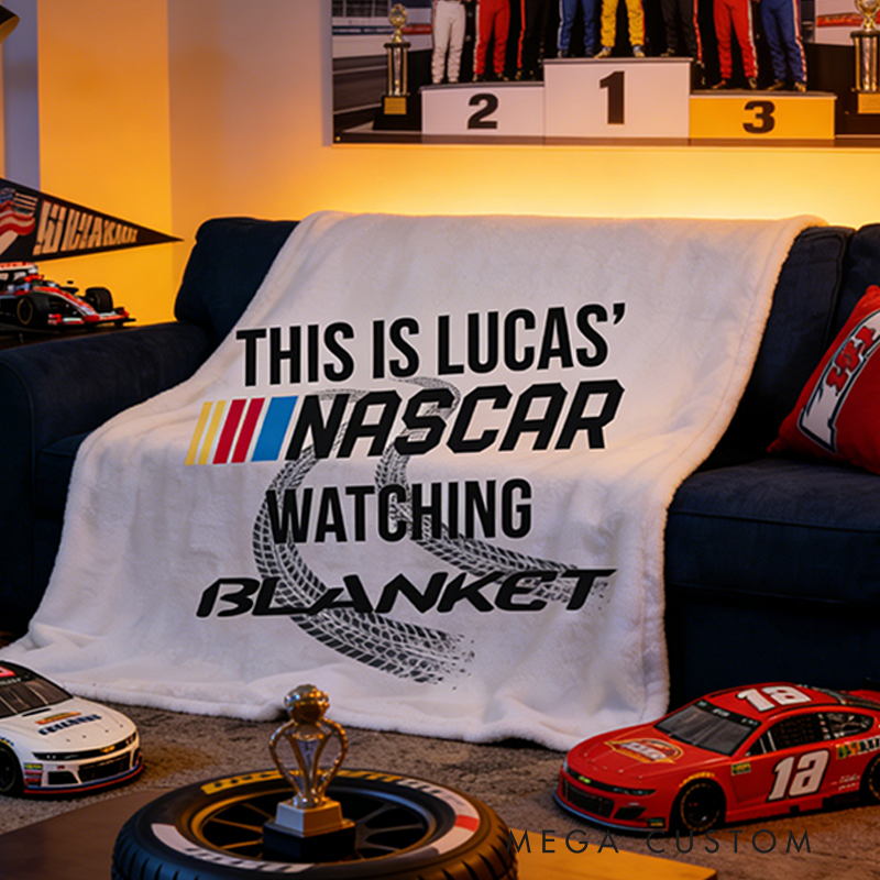 Personalized Racing Blanket Custom Name Nascar Blanket Gift for Racers and Racing Lovers