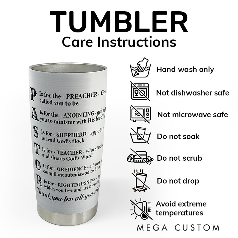 Personalized Thank you Pastor 20oz Stainless Steel Tumbler with Name Religious Gift Appreciation Gift for Christian Pastor