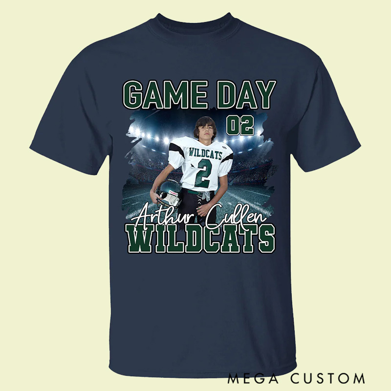 Personalized American Football T-Shirt with Custom Player Photo and Name  