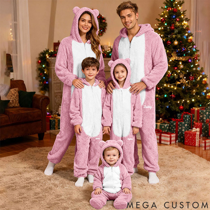 Personalized Fluffy Romper Family Matching Christmas for Family, Onesie Pajamas Women, Men