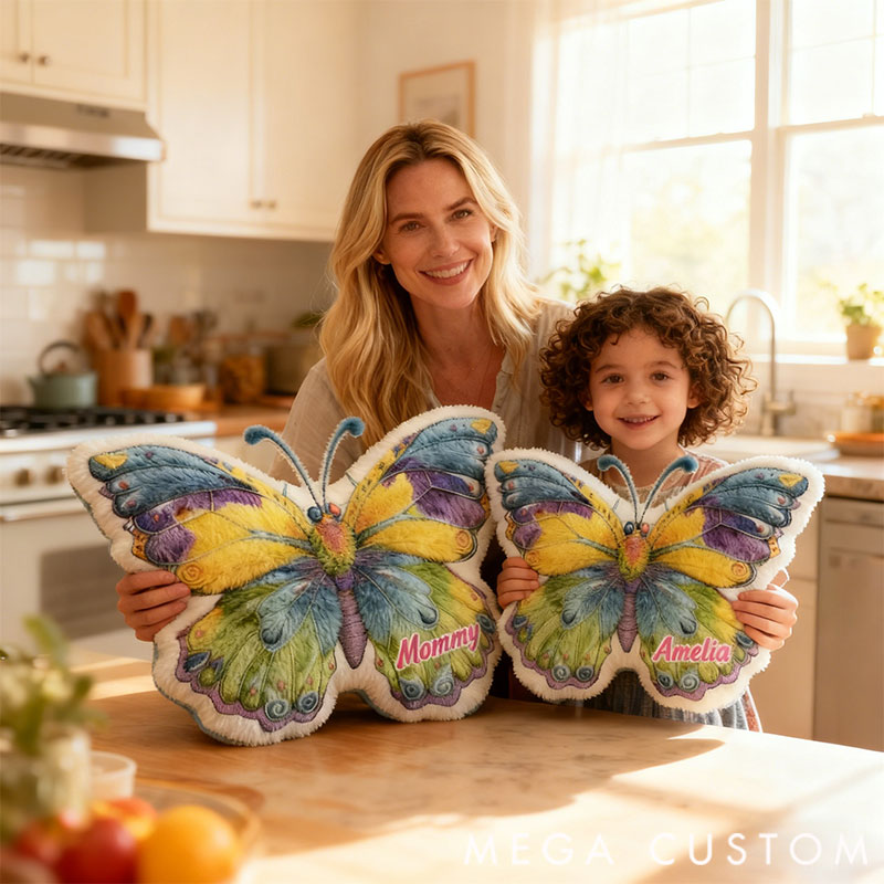 Personalized Graphic 3D Print Pillows Pillow, Custom Butterfly Pillow with Name for Family