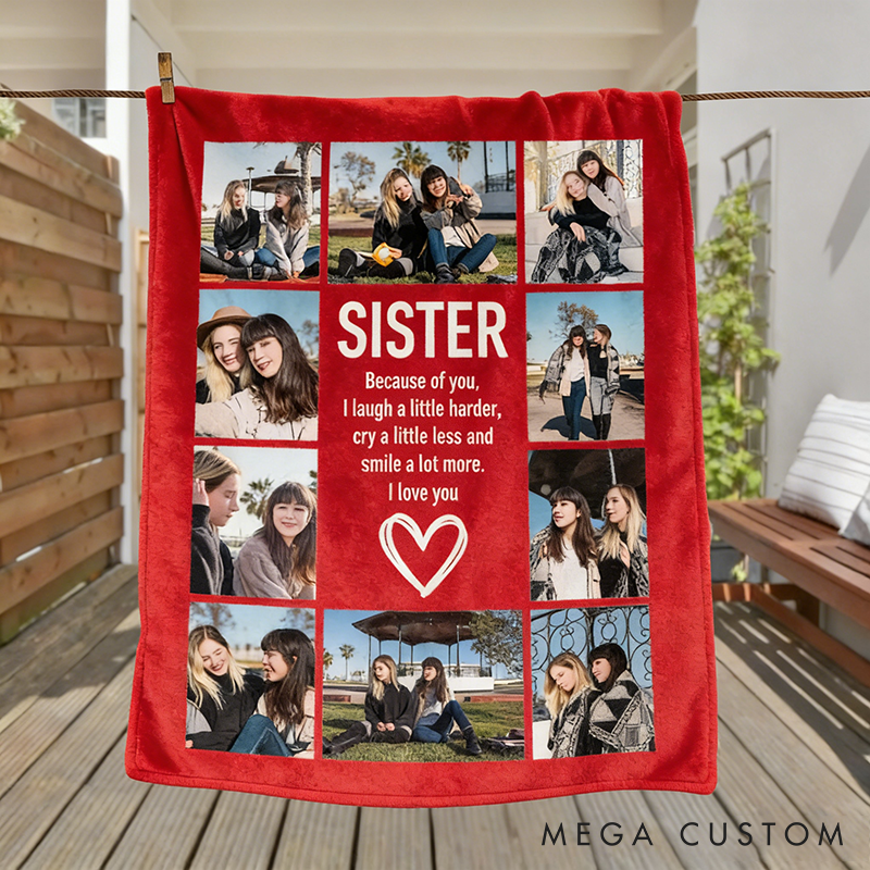 Personalized Besties Best Friend Soft Throw Blanket Custom Home Decor Blanket Galentine's Birthday Gift Photo Collage Blanket for Her
