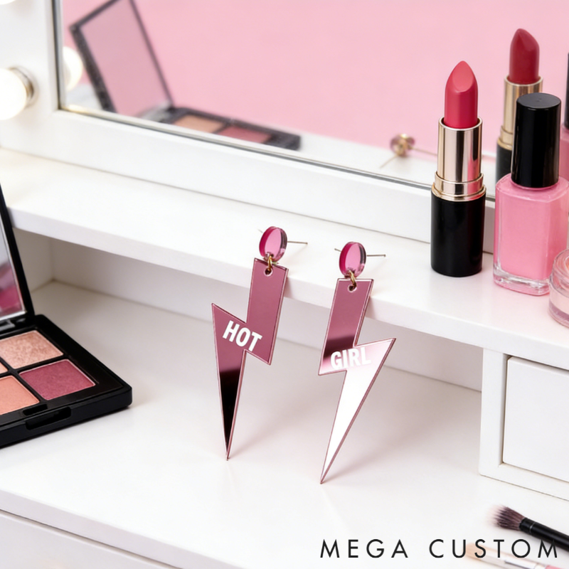 Personalized Multi-Color Lightning Bolt Earrings Edgy Statement Gift for Fashion Girls