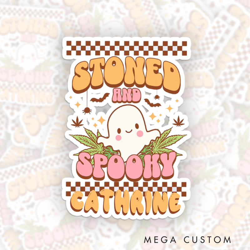 Personalized Stoned and Spooky Sticker Baking Lover Stickers with Name Cute Ghost Stickers Bakers Gift Baking Lover Gift Halloween Gift