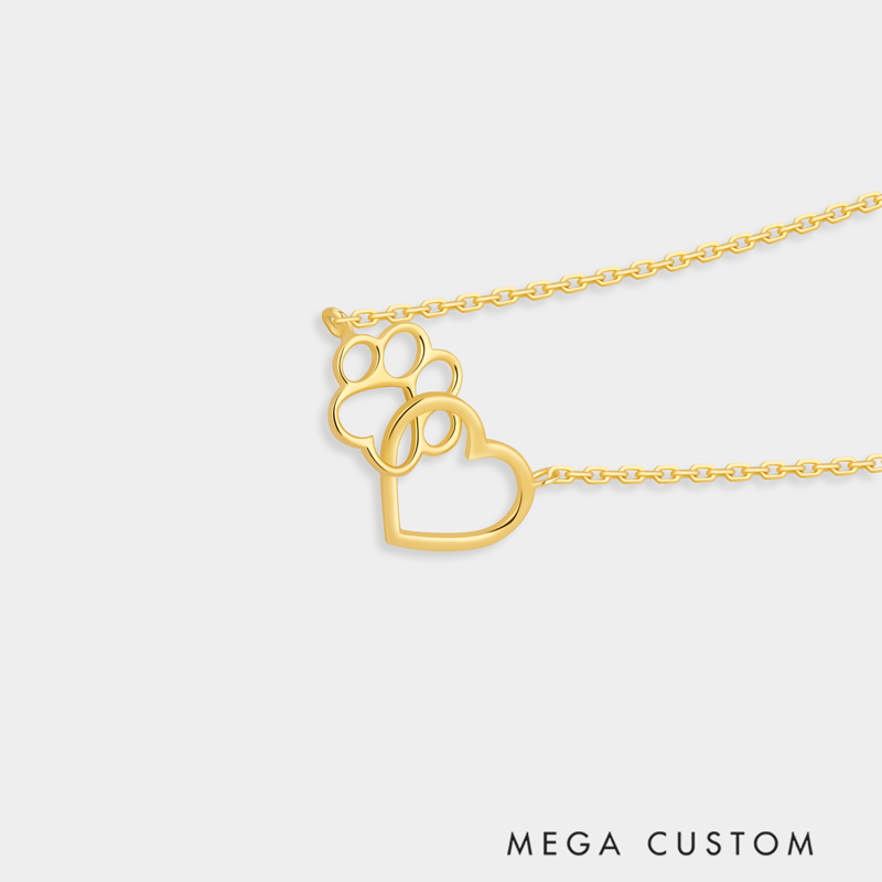 Personalized Heart-shaped Paw Bracelet A Gift for Your Beloved 925 Sterling Silver Necklace