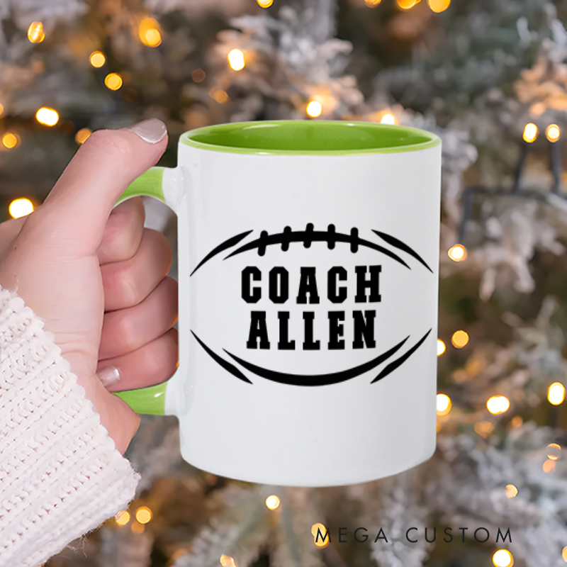 Personalized American Football and Rugby Coach Mug with Custom Name