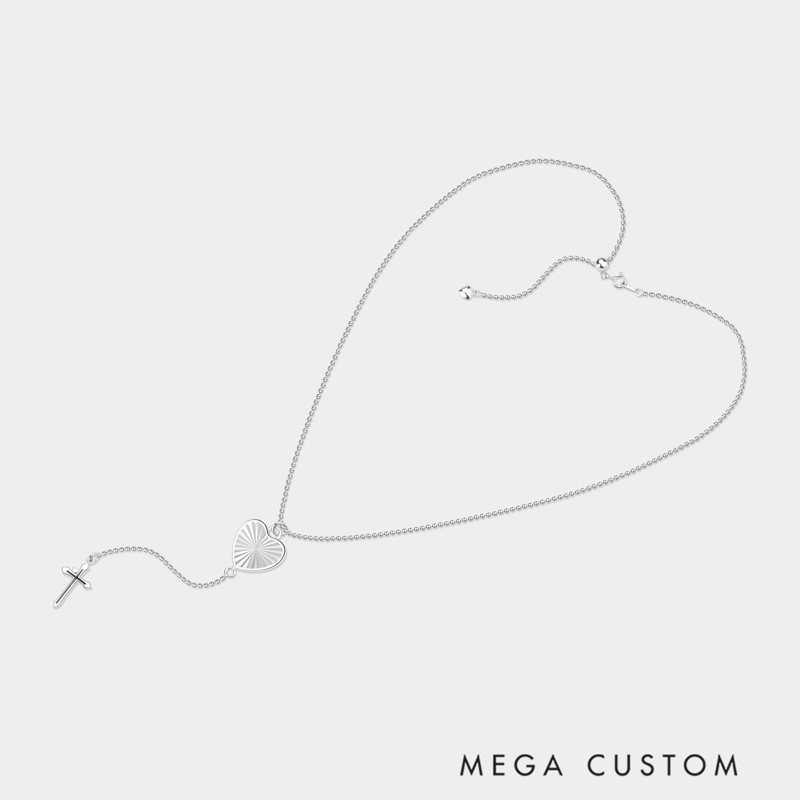 Personalized Sterling Silver Heart-Shaped Prayer Bead Necklace with Custom Photo Option Meaningful Gifts for Women Valentine's Day Mother's Day