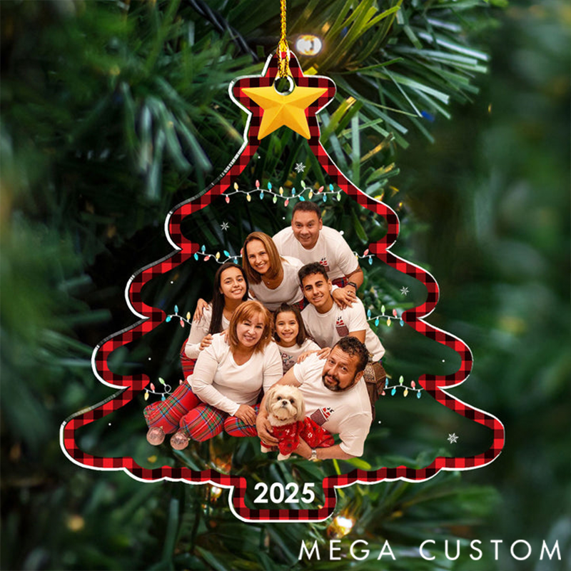 Personalized Family Photo Holiday Tree Acrylic Ornament Christmas Gift for Family