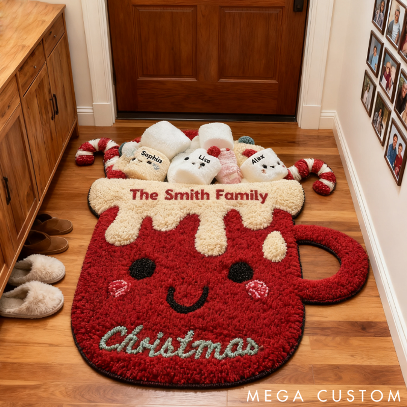 Personalized Christmas Doormat with Last Name Warm Welcome for Guests