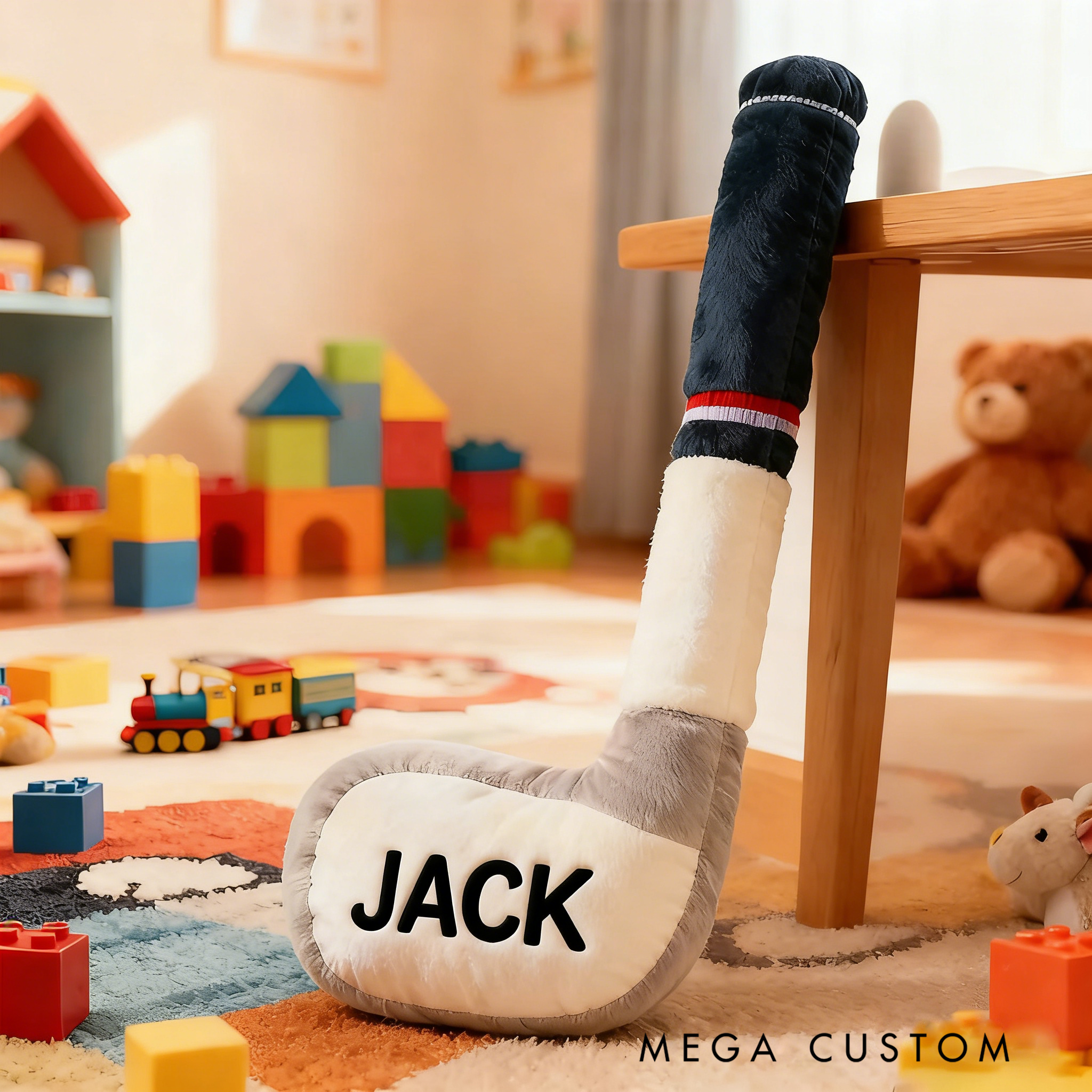Personalized Ice Hockey Stick Pillow with Custom Name for Kids’ Playrooms and Bedrooms 