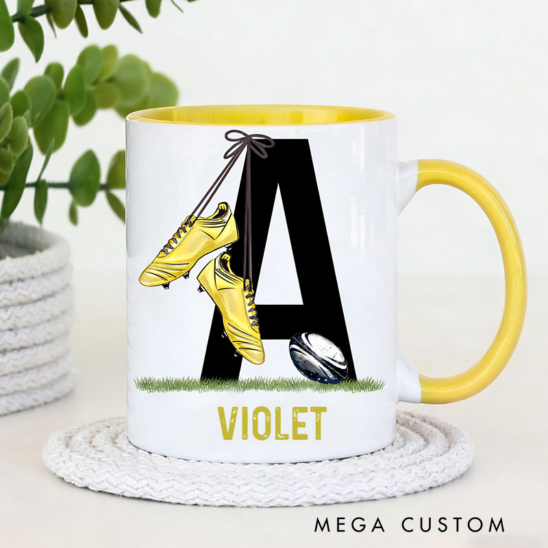 Personalized Rugby Mug with Custom Name for Athletes and Fans