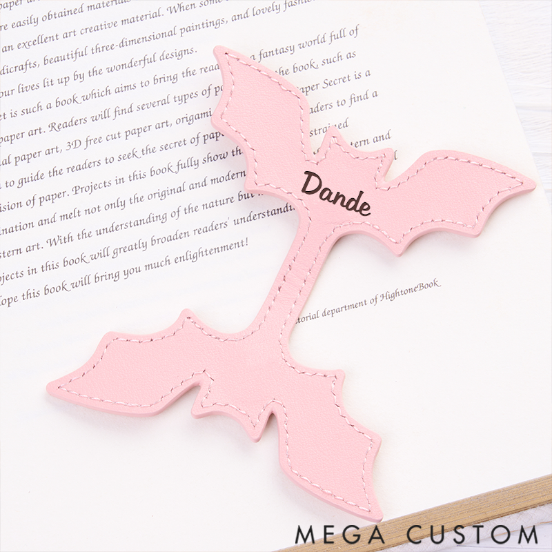 Personalized Leather Bookmark Bat Bookmark Custom Engraved Name Bookmark Halloween Gift