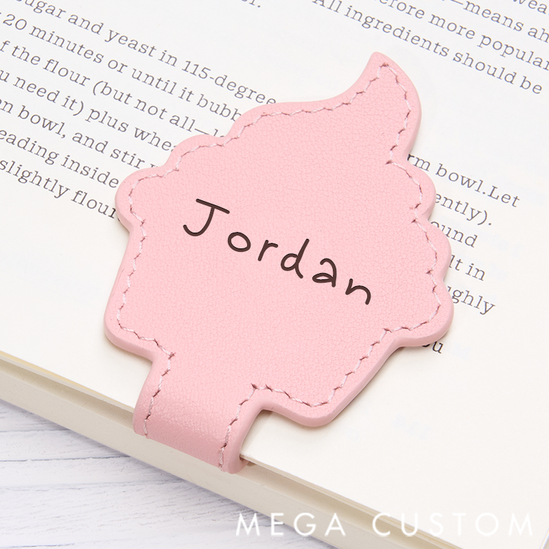 Personalized Leather Bookmark Cake-Shaped Bookmark Custom Engraved Name Bookmark