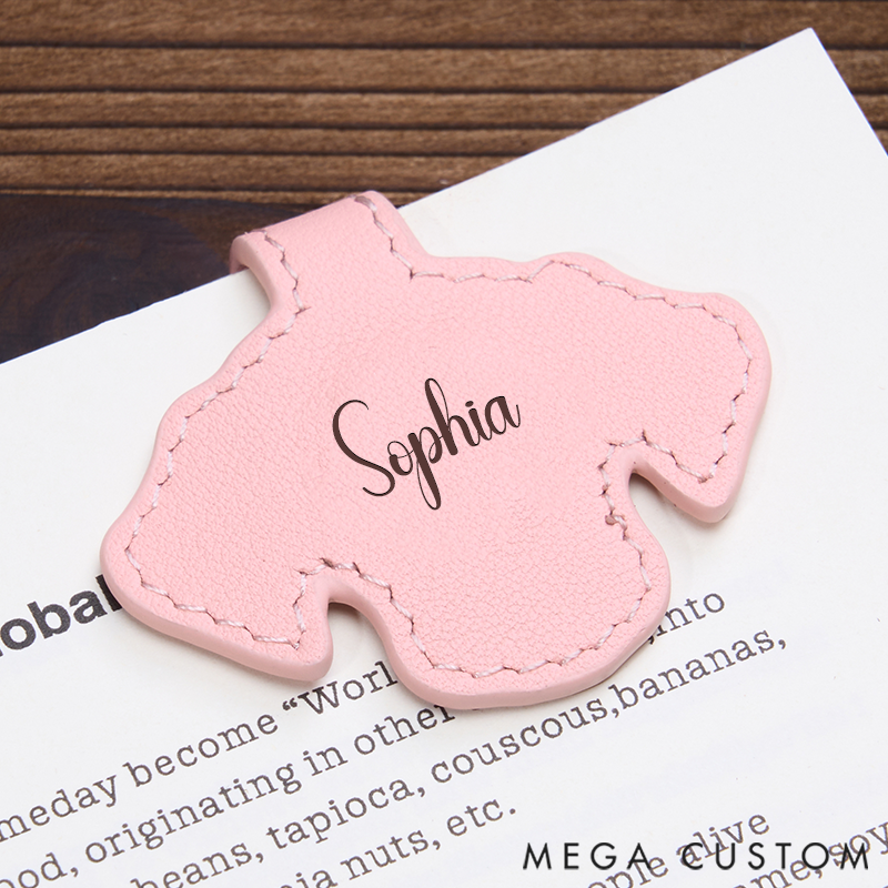 Personalized Leather Bookmark Dog-Shaped Bookmark Custom Engraved Name Bookmark