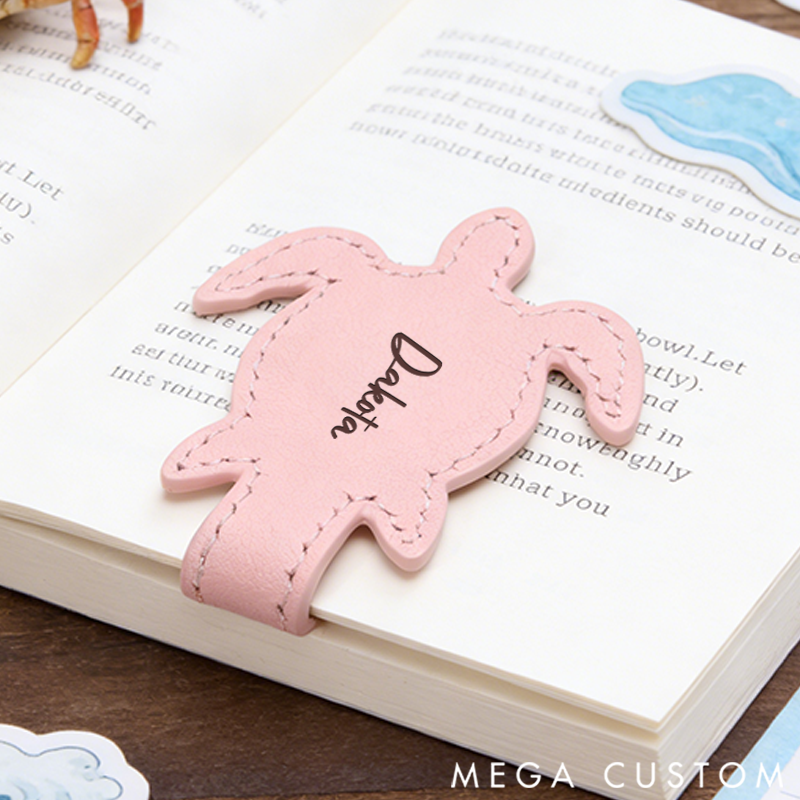 Personalized Leather Bookmark Turtle Bookmark Custom Engraved Name Bookmark