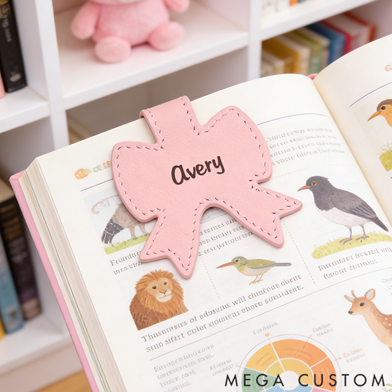 Personalized Leather Bookmark Bow Bookmark Custom Engraved Bookmark