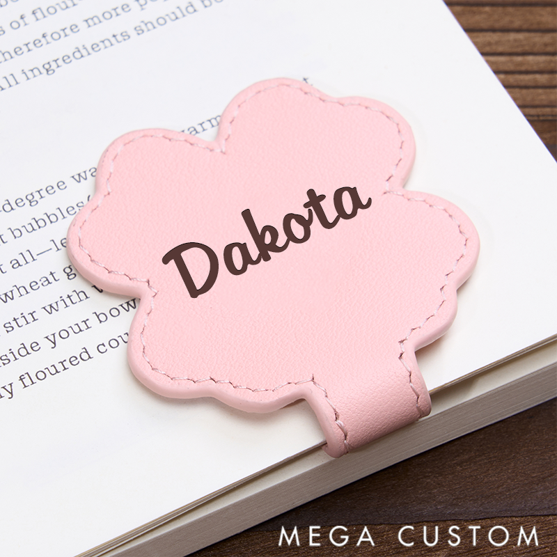 Personalized Leather Bookmark Custom Engraved Four-Leaf Clover Bookmark