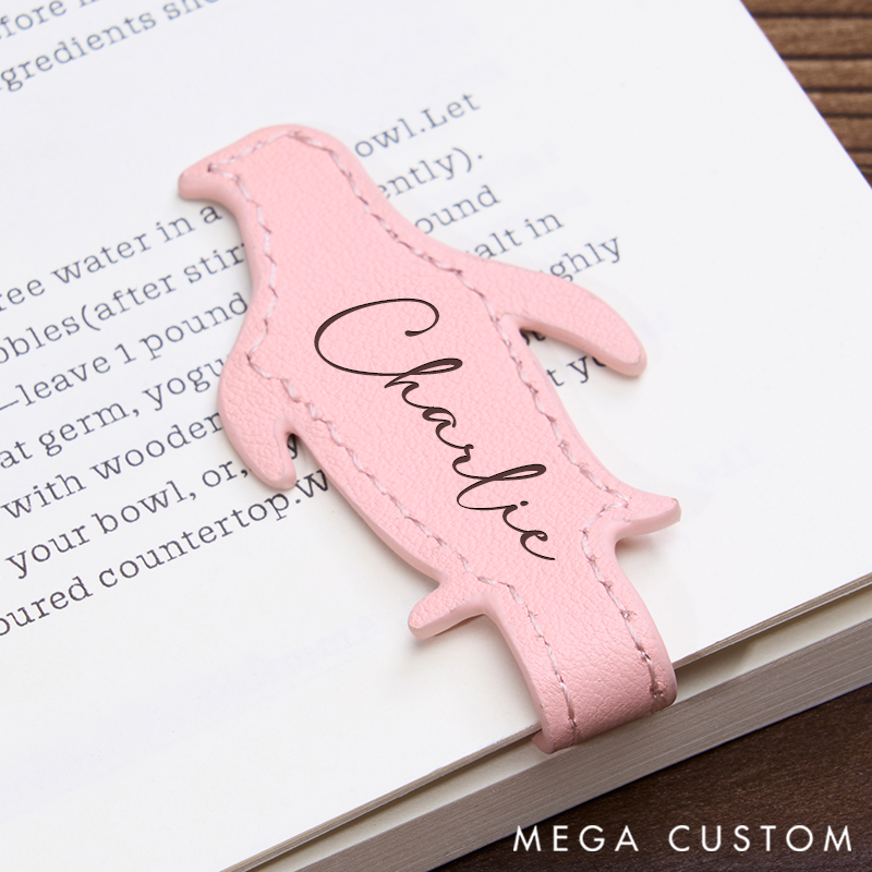Personalized Leather Bookmark Penguin Bookmark Custom Engraved Bookmark