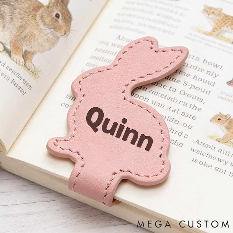 Personalized Leather Rabbit Bookmark Custom Engraved Bookmark