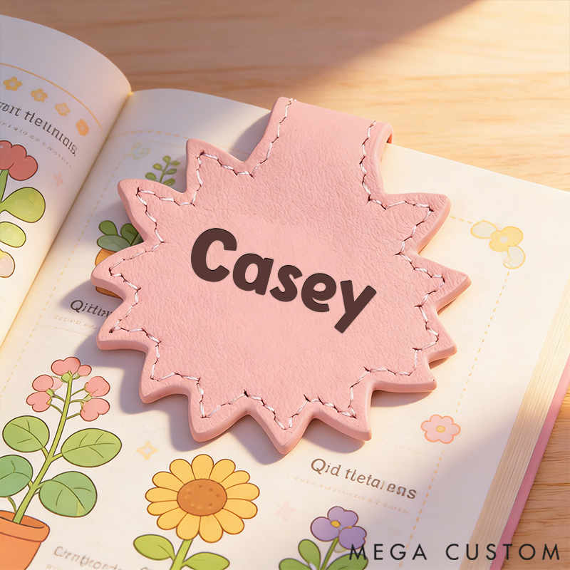 Personalized Leather Sunflower Bookmark Custom Engraved Bookmark